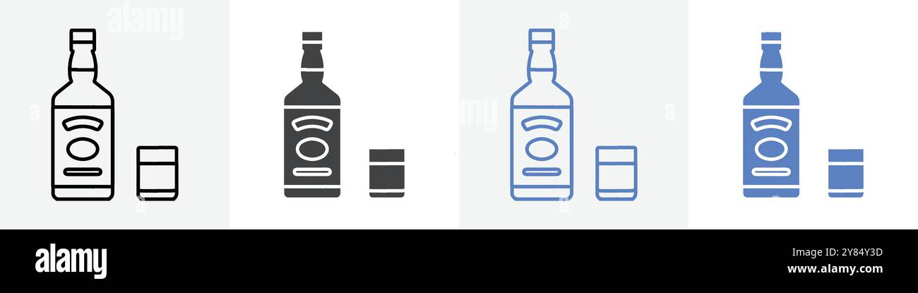 wine icon linear thin line icon graphics set black and white Stock ...