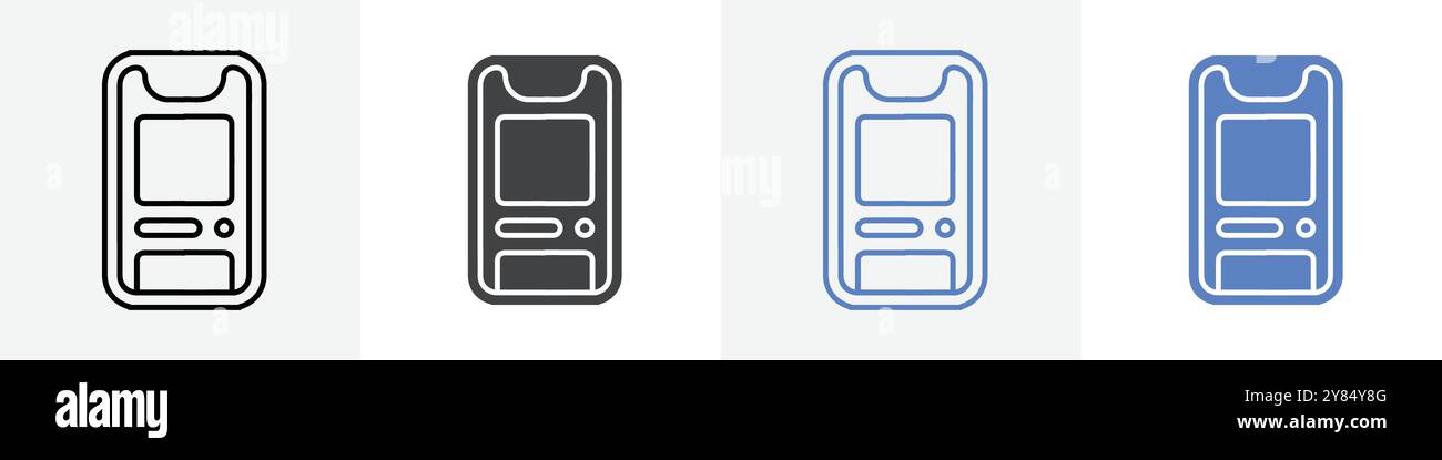 mobile icon linear thin line icon graphics set black and white Stock ...
