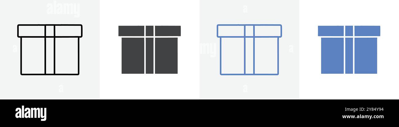 gift icon linear thin line icon graphics set black and white Stock ...