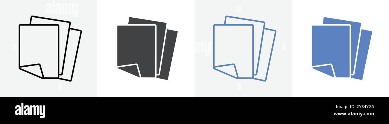 papers icon linear thin line icon graphics set black and white Stock ...