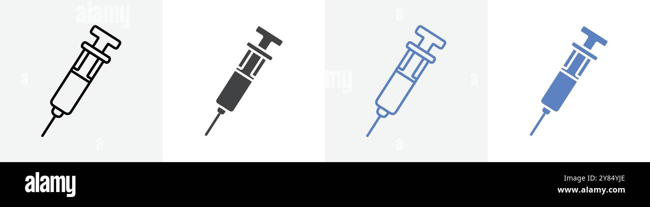 injection icon linear thin line icon graphics set black and white Stock ...