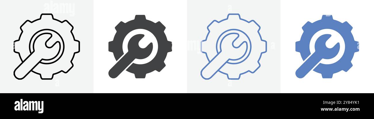 setting icon linear thin line icon graphics set black and white Stock ...