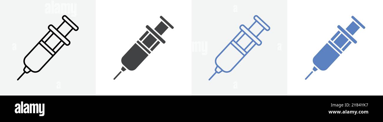 injection icon linear thin line icon graphics set black and white Stock ...