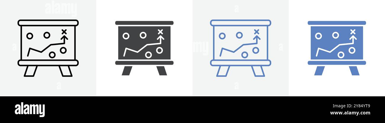 strategy icon linear thin line icon graphics set black and white Stock ...