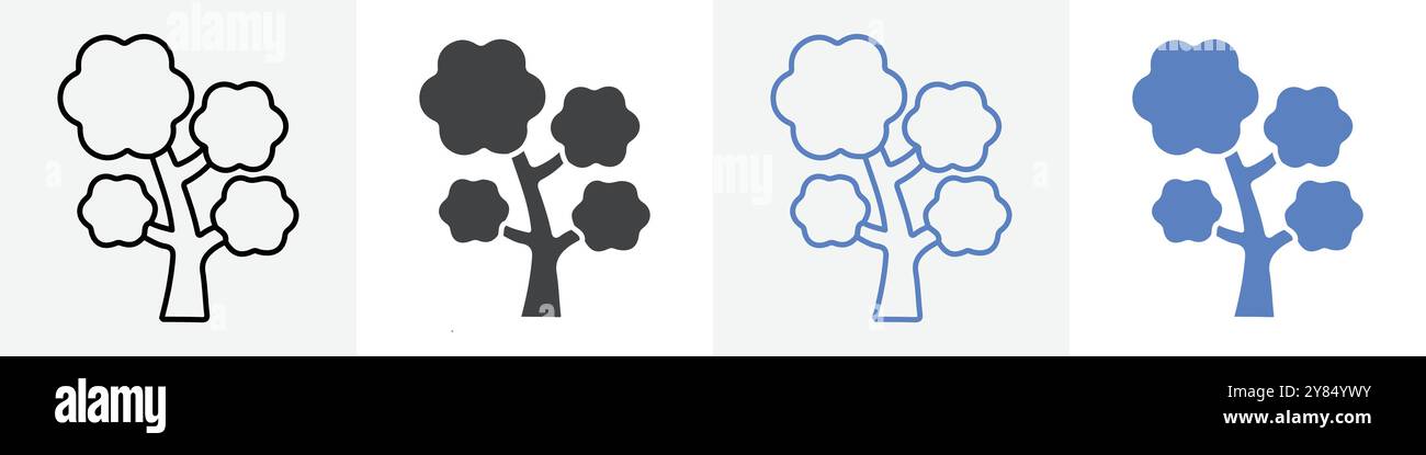 tree icon linear thin line icon graphics set black and white Stock ...