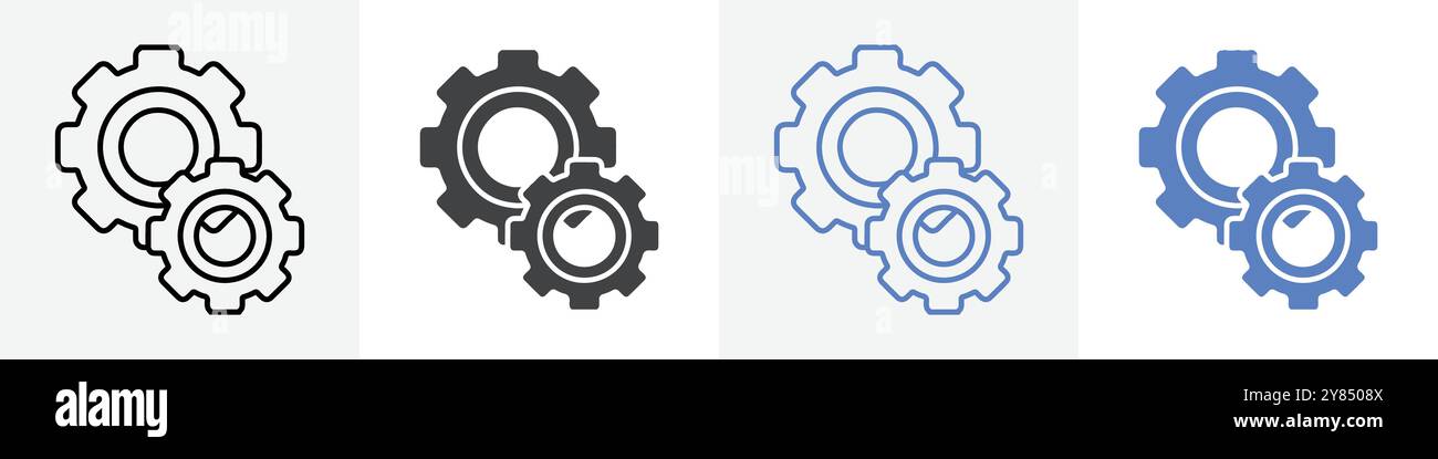 setting icon linear thin line icon graphics set black and white Stock ...