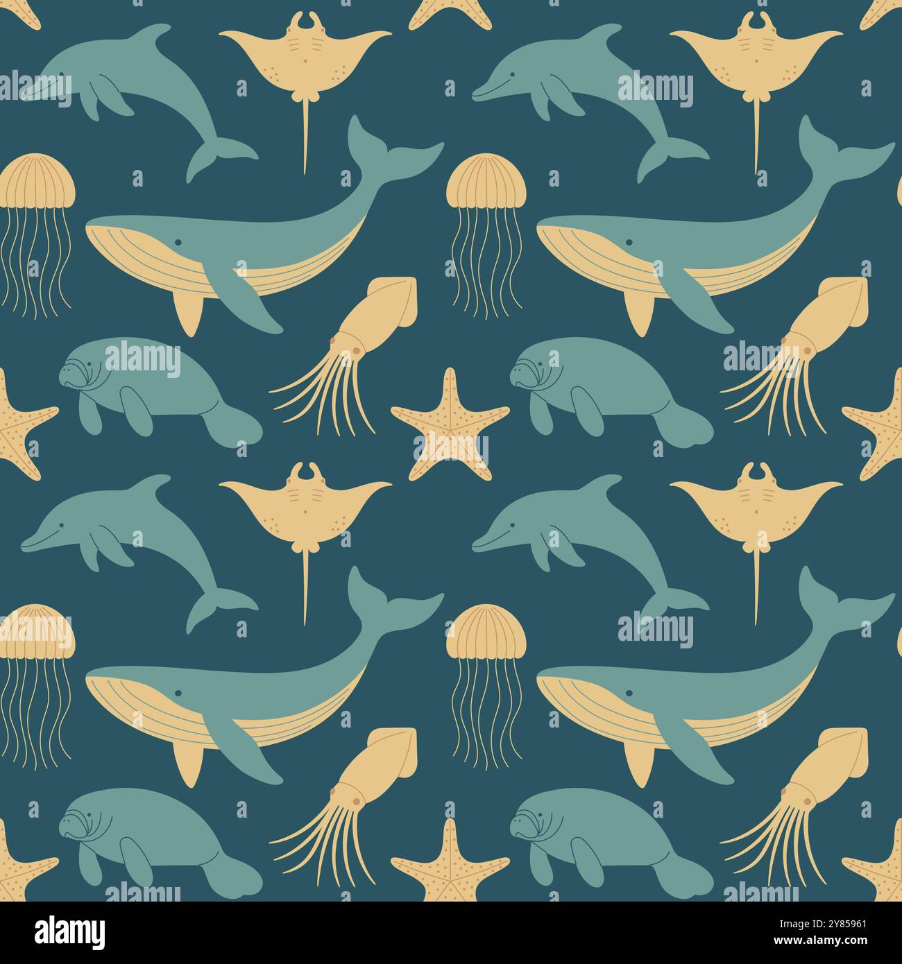 This image is a vector flat art seamless pattern. Stock Vector