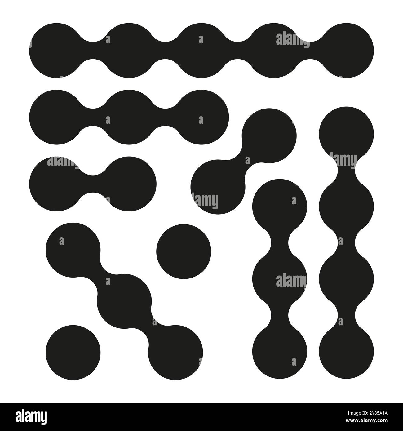 Abstract circle pattern. Simple geometric icons. Connected dot shapes. Vector graphic elements. Stock Vector