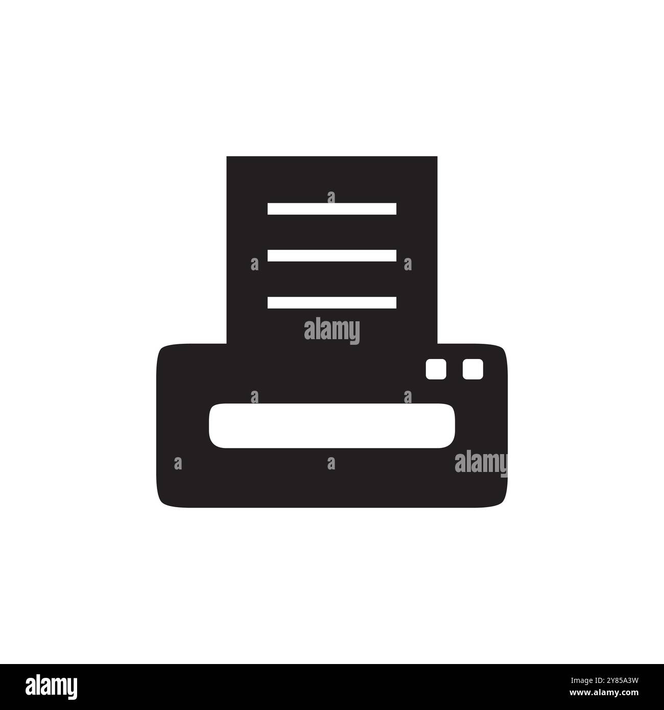 Printer icon. Simple office device. Black silhouette design. Vector illustration. Stock Vector