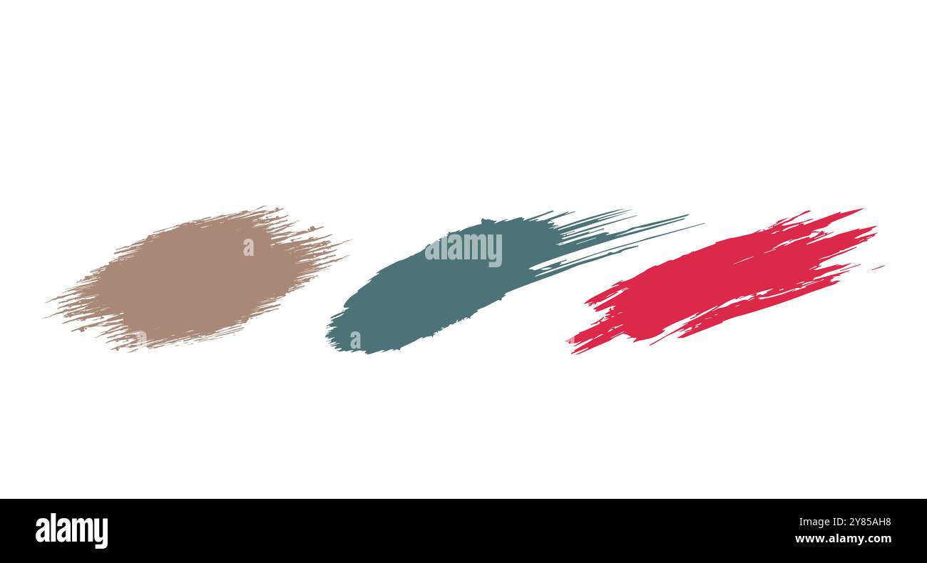 Three drawn paint brush vector illustration Stock Vector