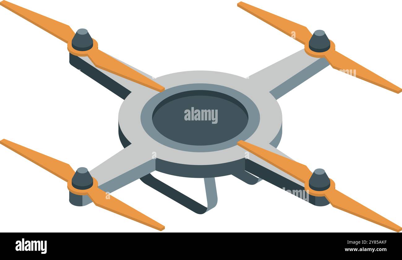 Drone isometric icon. Flying quadcopter with four propellers Stock Vector
