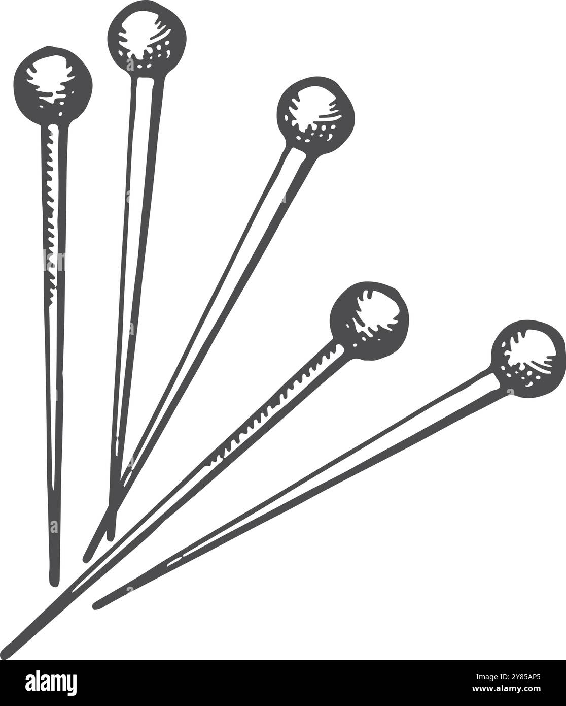 Sewing pins sketch. Craft needle hand drawn logo Stock Vector Image ...