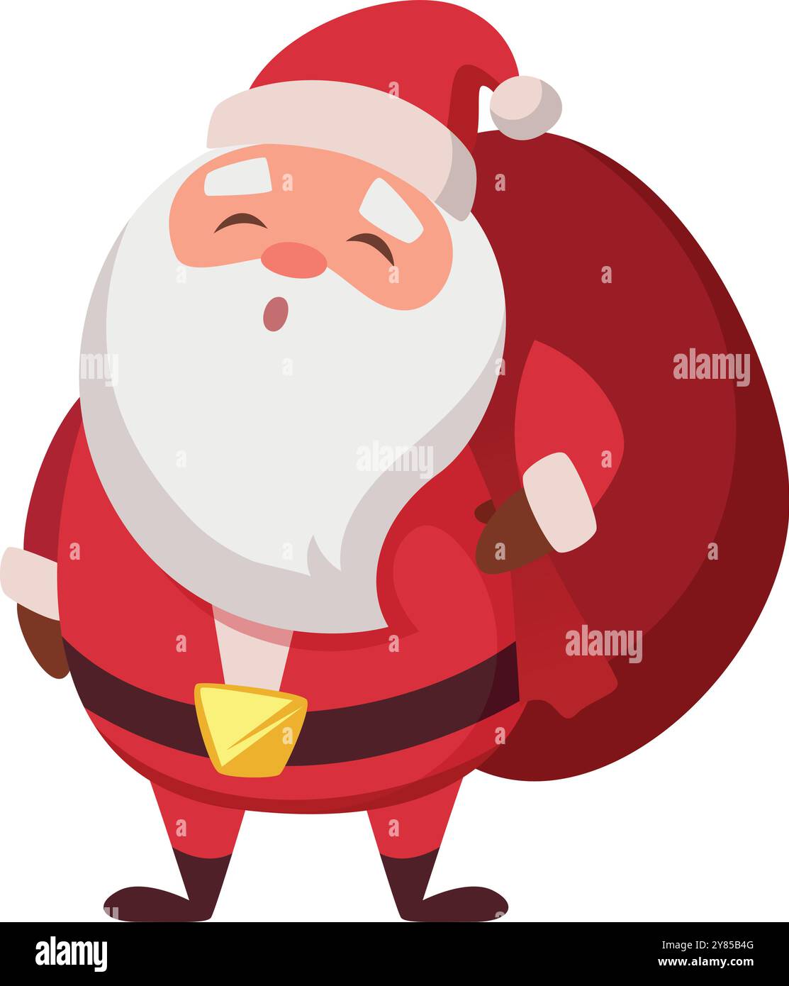 Santa with big red sack. Gift bag mascot Stock Vector