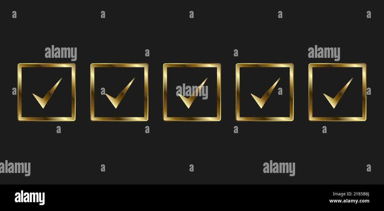 Five selection check Boxes in check and selection symbol, icon, mark Vector Illustration Stock Vector