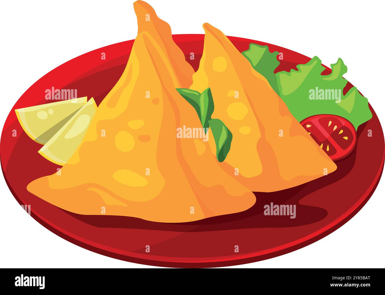 Samosa cartoon icon. Crispy traditional indian cuisine isolated on ...