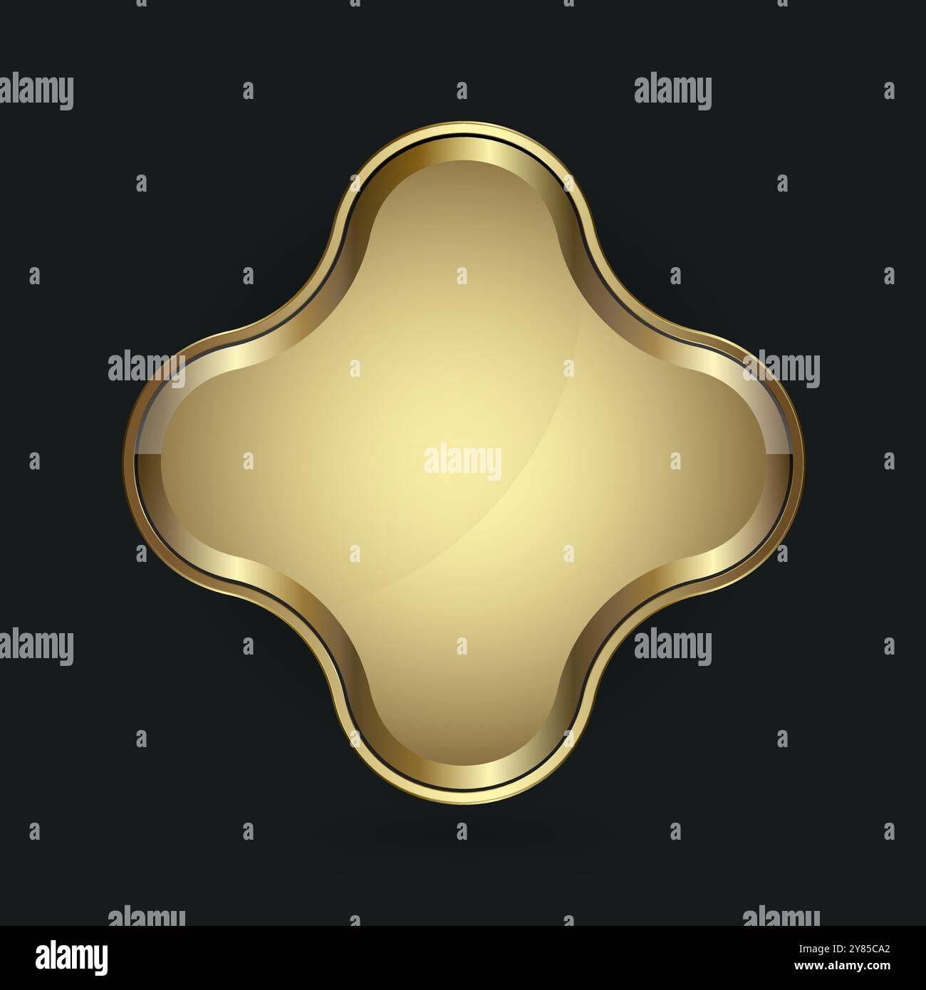 Golden button design in shape with premium frame vector illustration ...