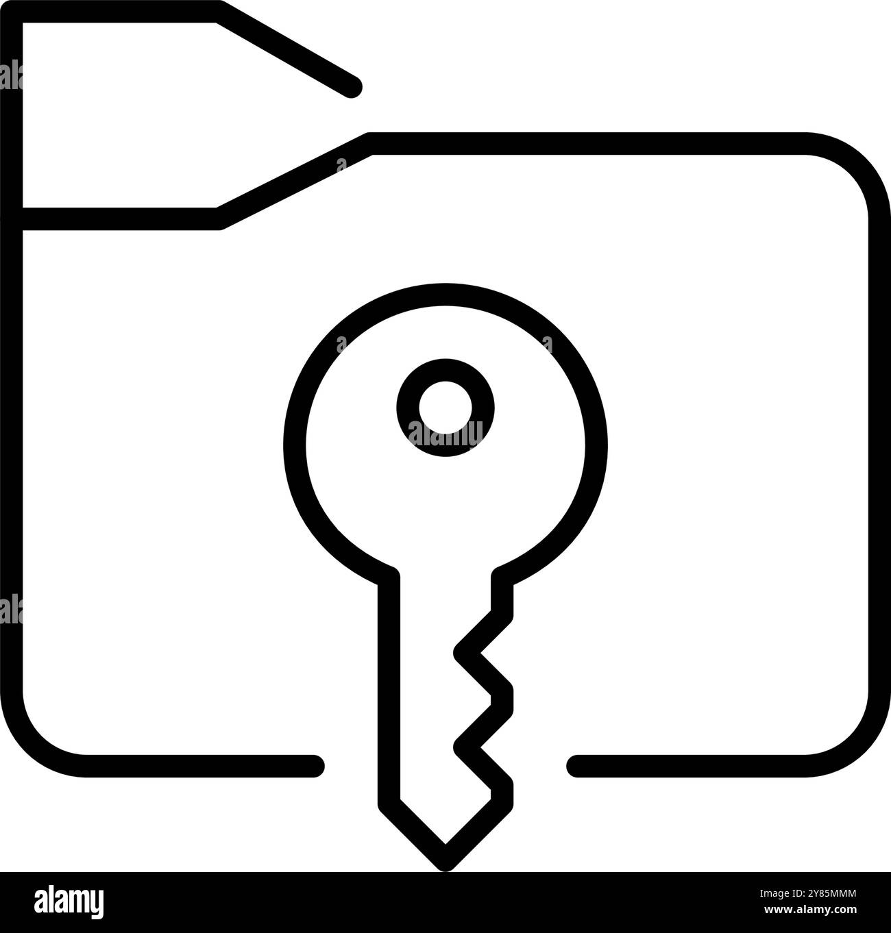 Folder with key. Confidential or private documents. Secure data access. Pixel perfect, editable stroke vector icon Stock Vector