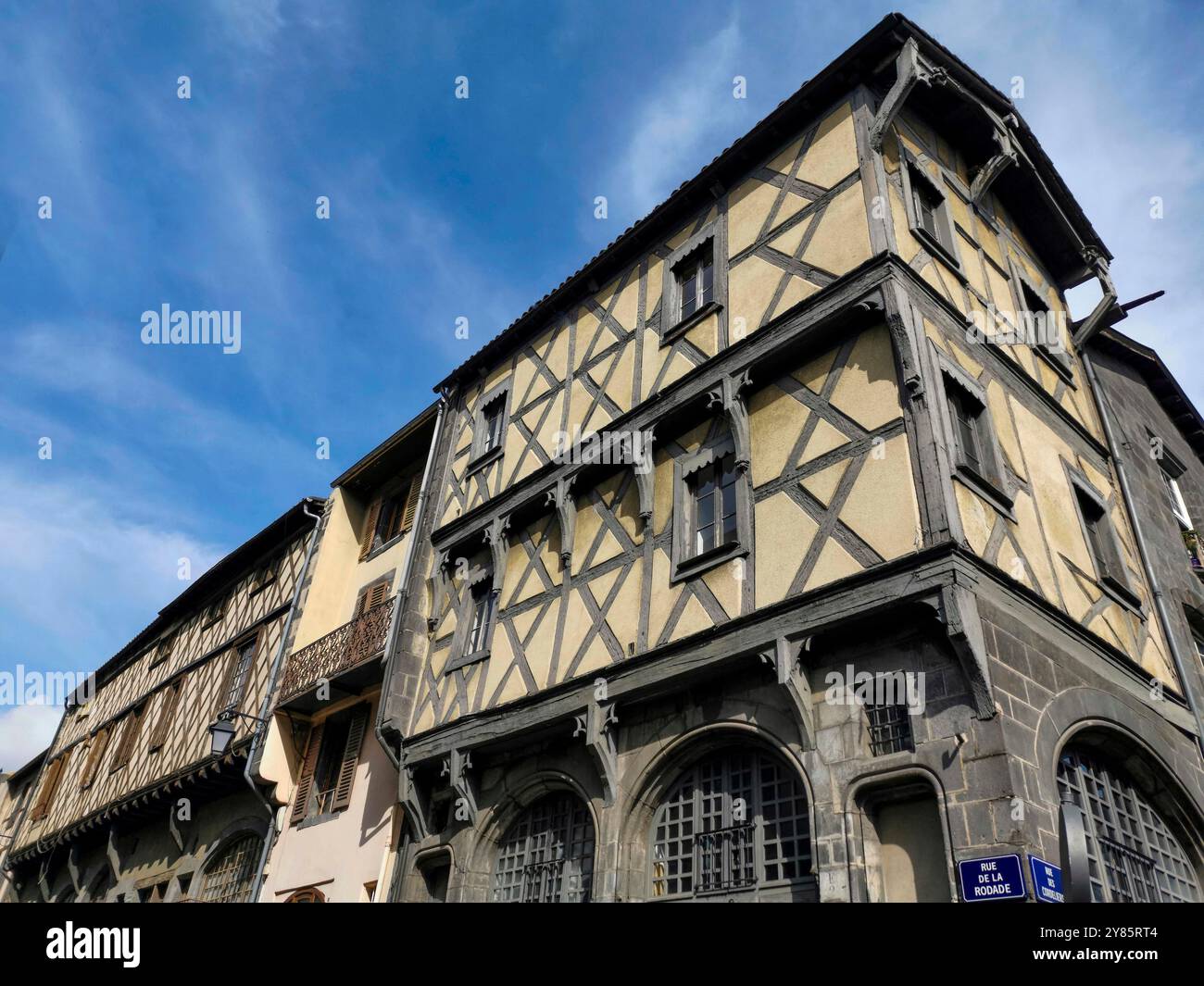Montferrand city, facade of a half-timbered house in the medieval quarter, Puy de Dome department, Auvergne Rhone Alpes, France, Europe - Smartphone Captured Stock Image