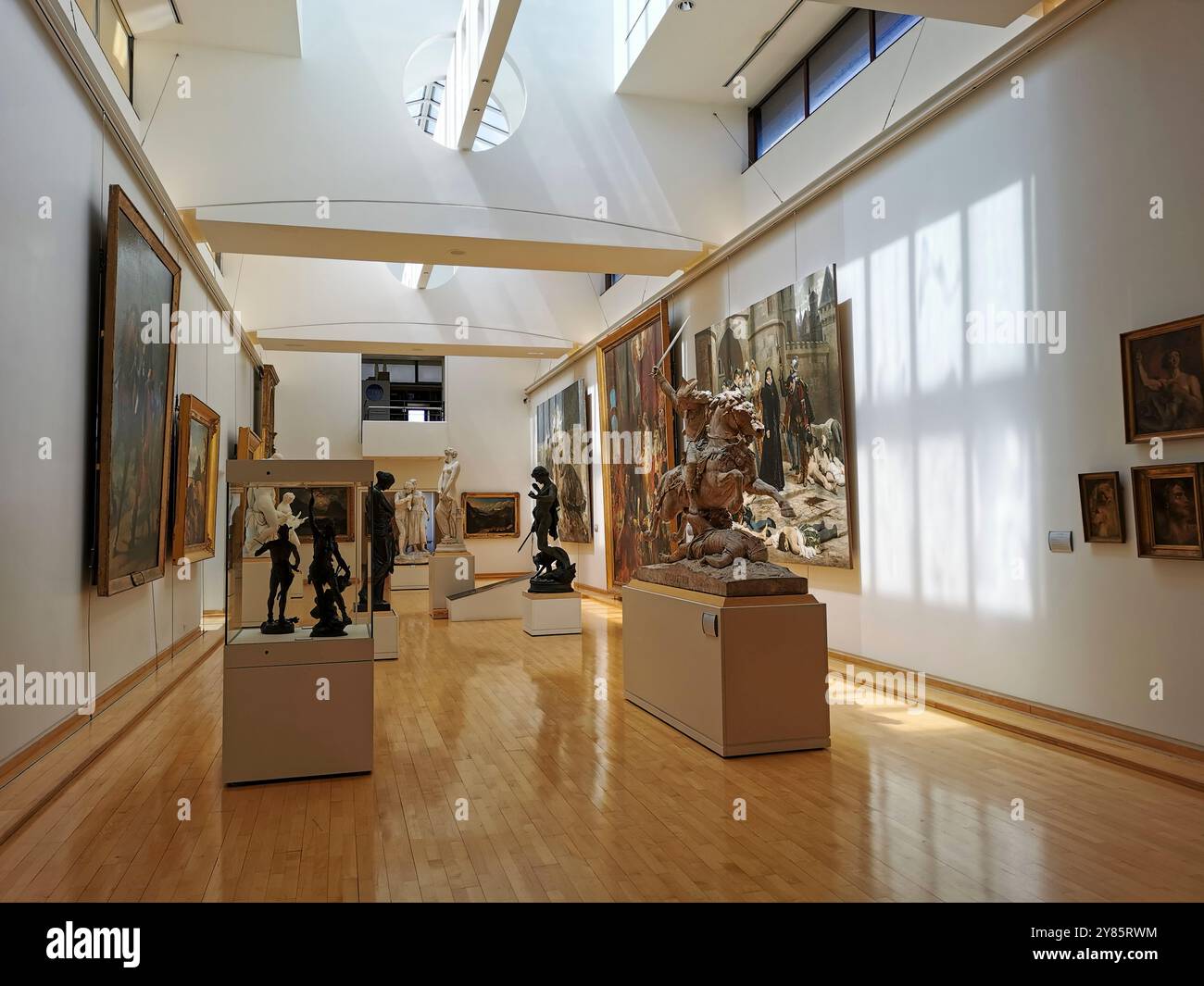 Exhibition room of Musée Roger Quilliot in Clermont-Ferrand, Puy-de-Dôme, Auvergne-Rhone-Alpes, France - Smartphone Captured Stock Image