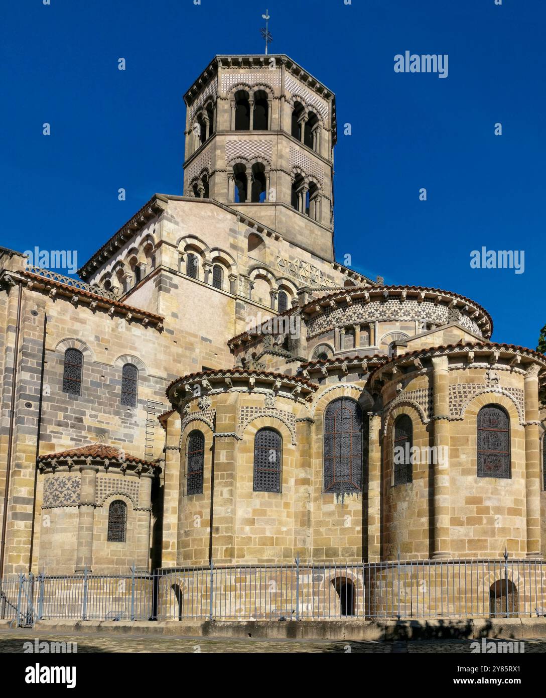 Issoire. Romanesque church Saint Austremoine, one of the five major Romanesque churches in Auvergne, Puy de Dome, Auvergne Rhone Alpes. France - Smartphone Captured Stock Image
