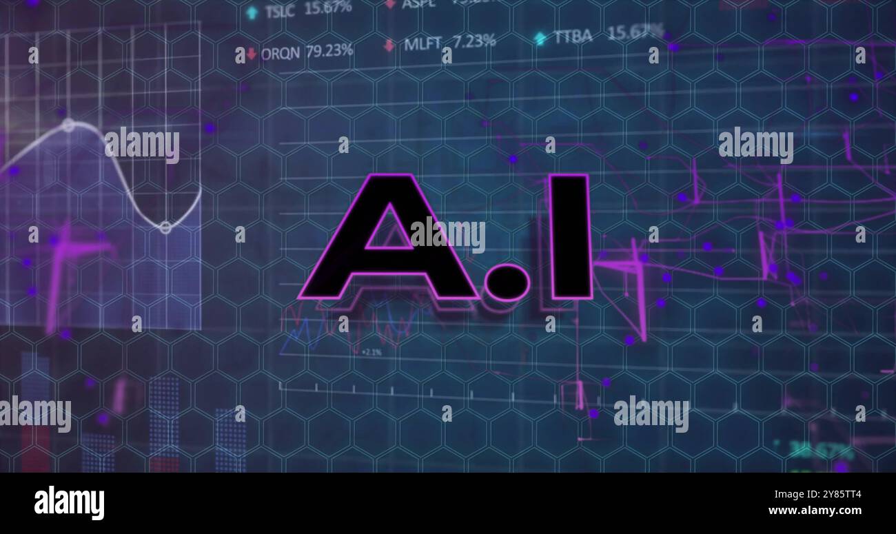 Image of ai text over data processing and connections Stock Photo