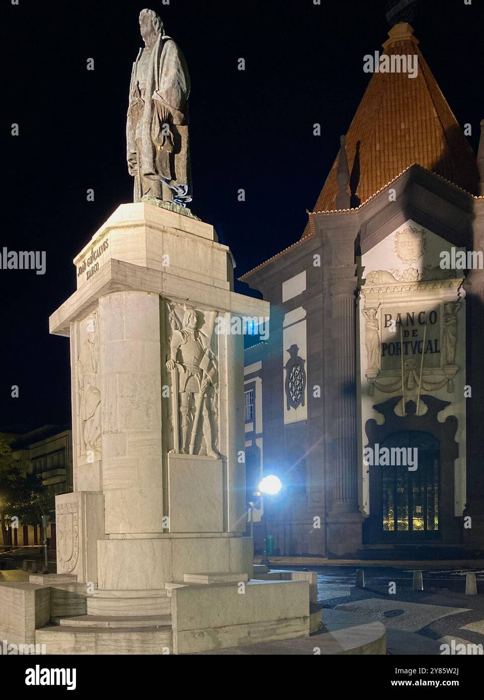 The João Gonçalves Zarco Statue in Funchal, Madeira. - Smartphone Captured Stock Image