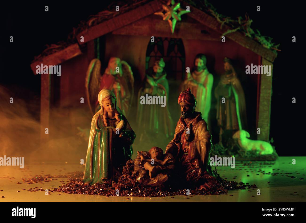 Traditional Christmas scene birth of Jesus. Nativity scene. Christmas ...