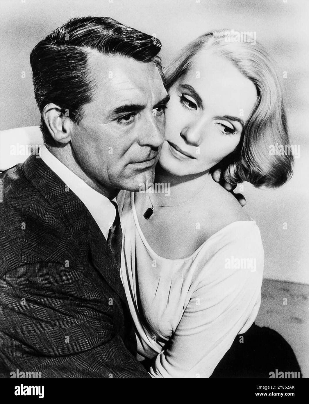Cary Grant and Eva Marie Saint in North by Northwest (Alfred Hitchcock, MGM, 1959) black and white publicity photo Stock Photo