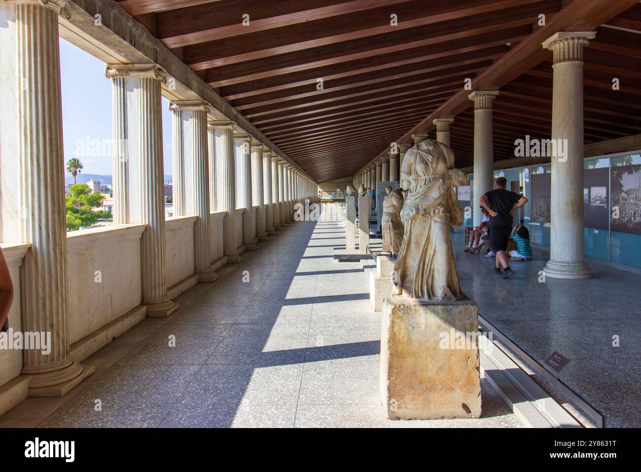 Stoa of Attalos: Majestic Hellenistic Architecture in the Agora of Athens. Housing the Museum of the Ancient Agora Under the Acropolis. Stock Photo