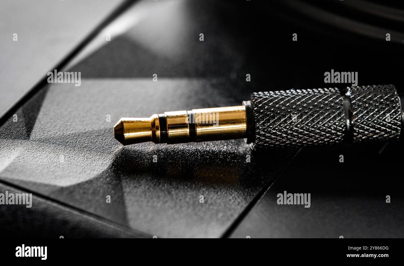 audio mini jack connector close up view Stock Photo