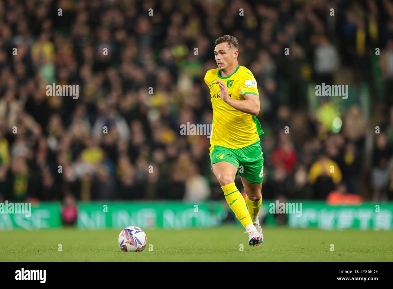 Callum Doyle of Norwich City - Norwich City v Leeds United, Sky Bet Championship, Carrow Road, Norwich, UK - 1st October 2024 Editorial Use Only - DataCo restrictions apply Stock Photo