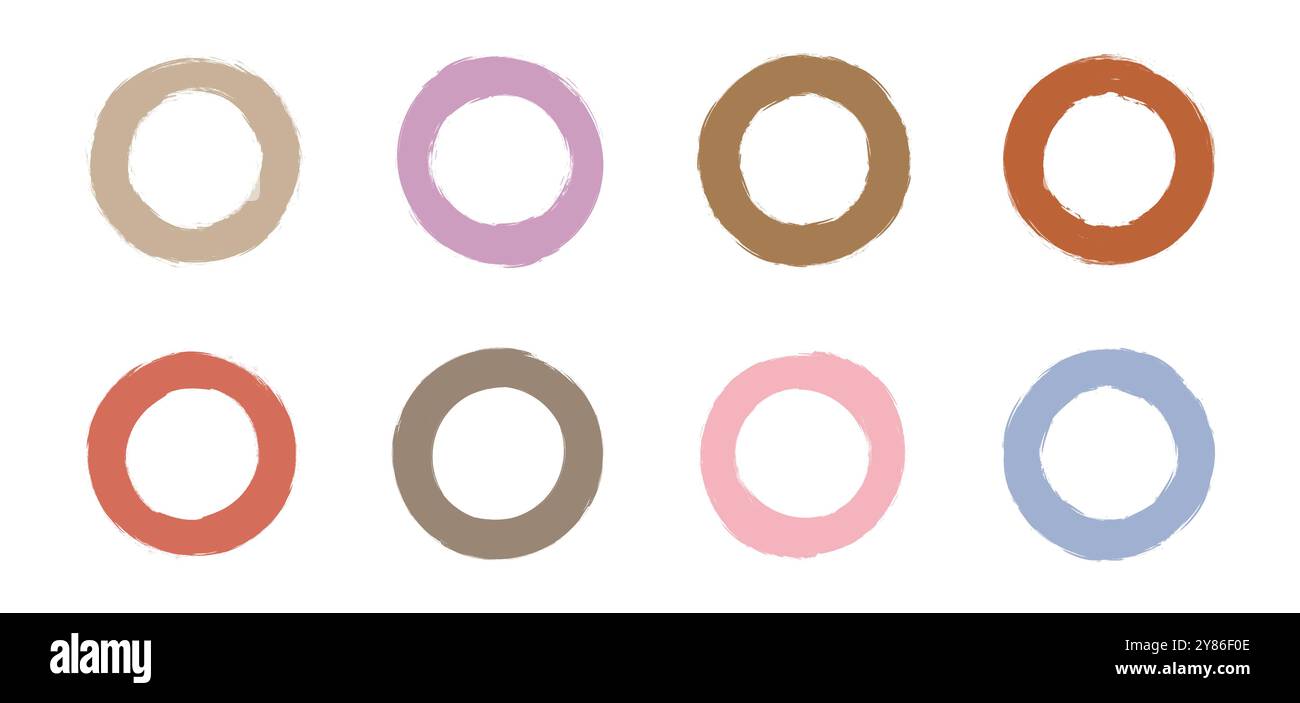 Colored grunge circle brush. Ink frame set - Vector illustration Stock Vector