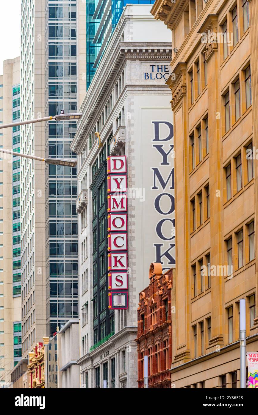 The famous Dymocks bookstore and building in George Street, Sydney was designed in an Interwar Commercial Palazzo Style and completed in 1932 Stock Photo