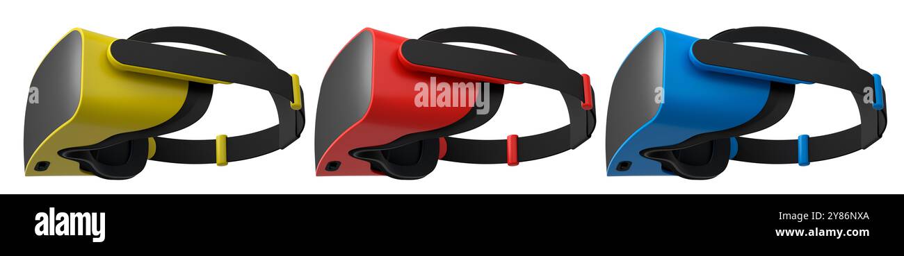 Virtual reality glasses and headset isolated on white background with ...