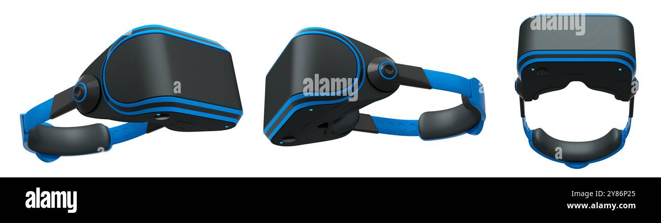 Virtual reality glasses and headset isolated on white background with ...