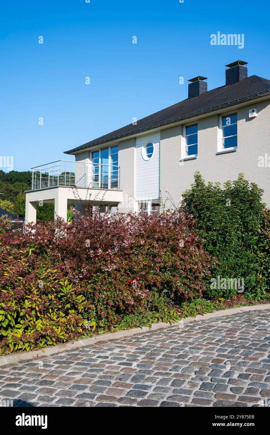 Driveway of a luxury detached house in Doiceau, Brabant Wallon, Belgium, SEP 22, 2024 Stock Photo