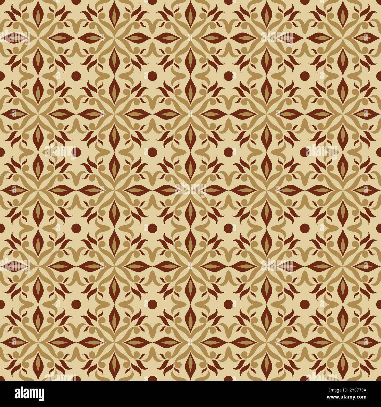 Azulejo Mosaic Tiles With Brown Color. Talavera Pattern Stock Vector