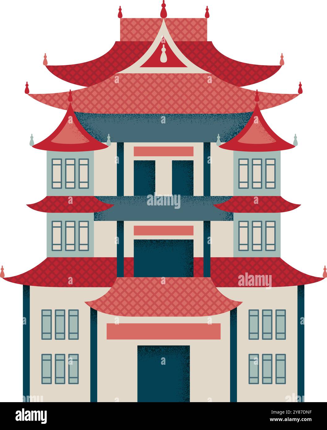 Chinese palace front. Old traditional asian building Stock Vector