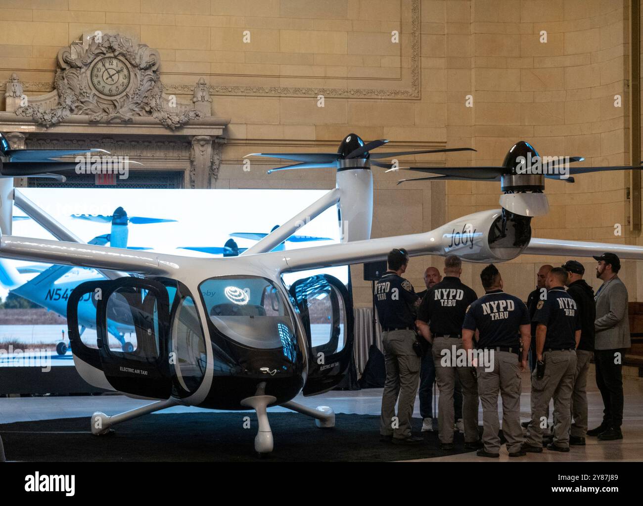 The JOBY Electric air taxi display in Vanderbilt Hall, October 2024, Grand Central Terminal, New York City, USA Stock Photo