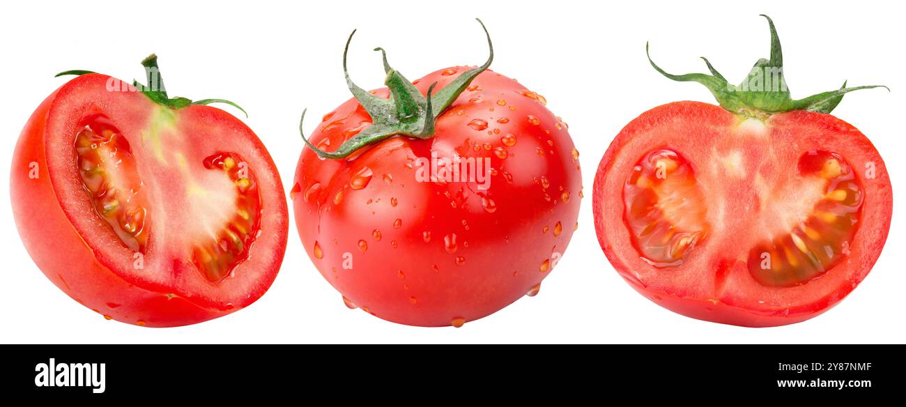 set of the tomatoes isolated on a white background Stock Photo - Alamy
