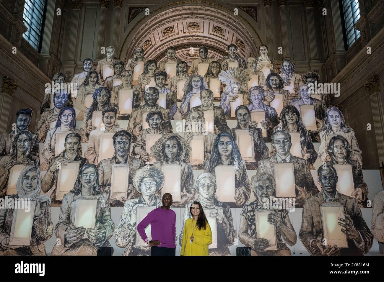 Tephen R Devlen London, UK. 3 October 2024. Ekow Eshun, writer, journalist with (R) Es ...
