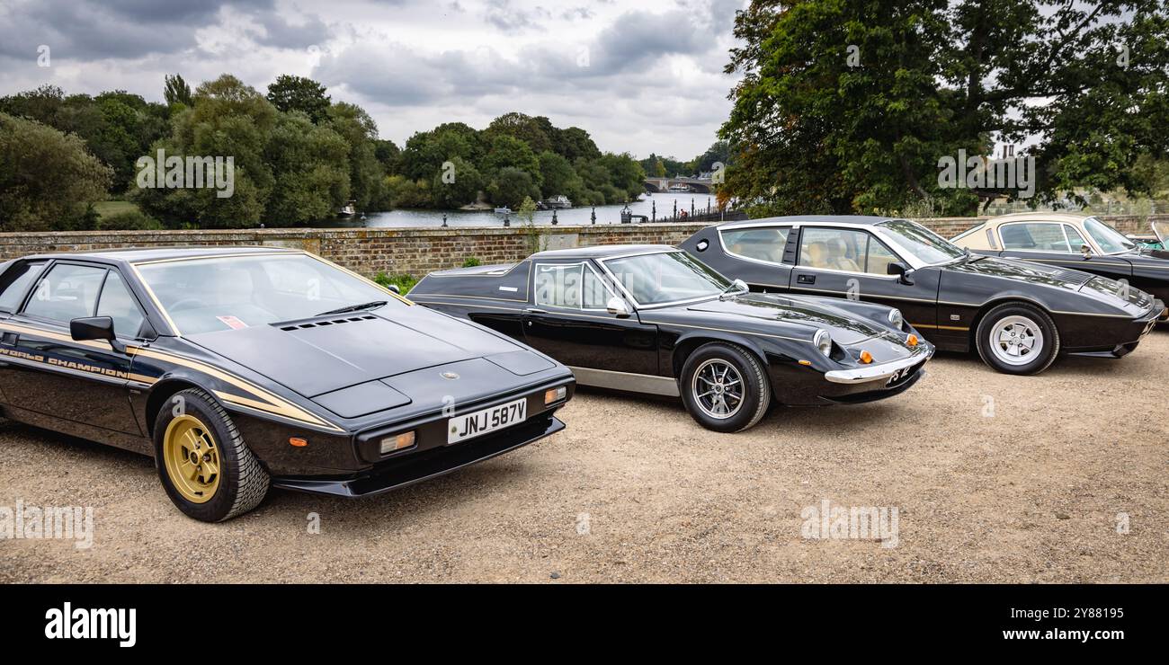 Display of classic Lotus cars,  Concours of Elegance 2024, Hampton Court Palace, London, UK Stock Photo
