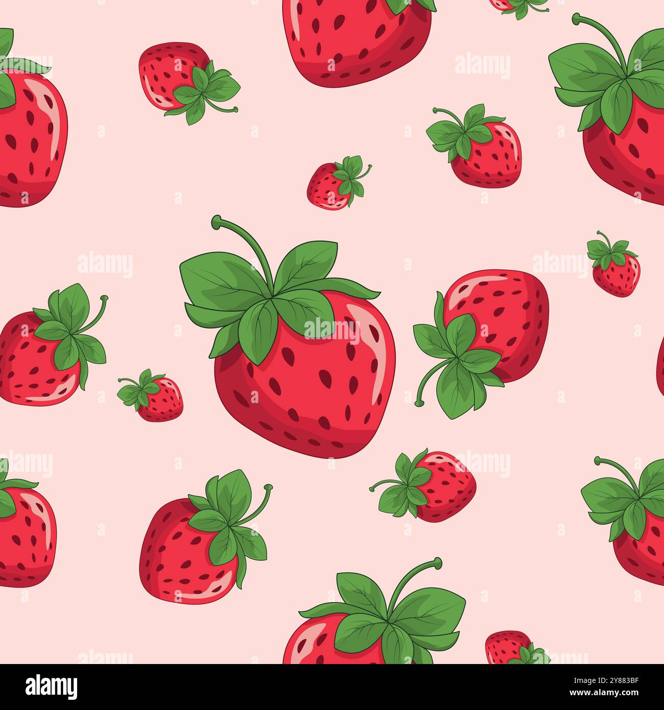 Strawberry pattern. Seamless pattern with strawberries. Endless pattern with berries Stock Vector