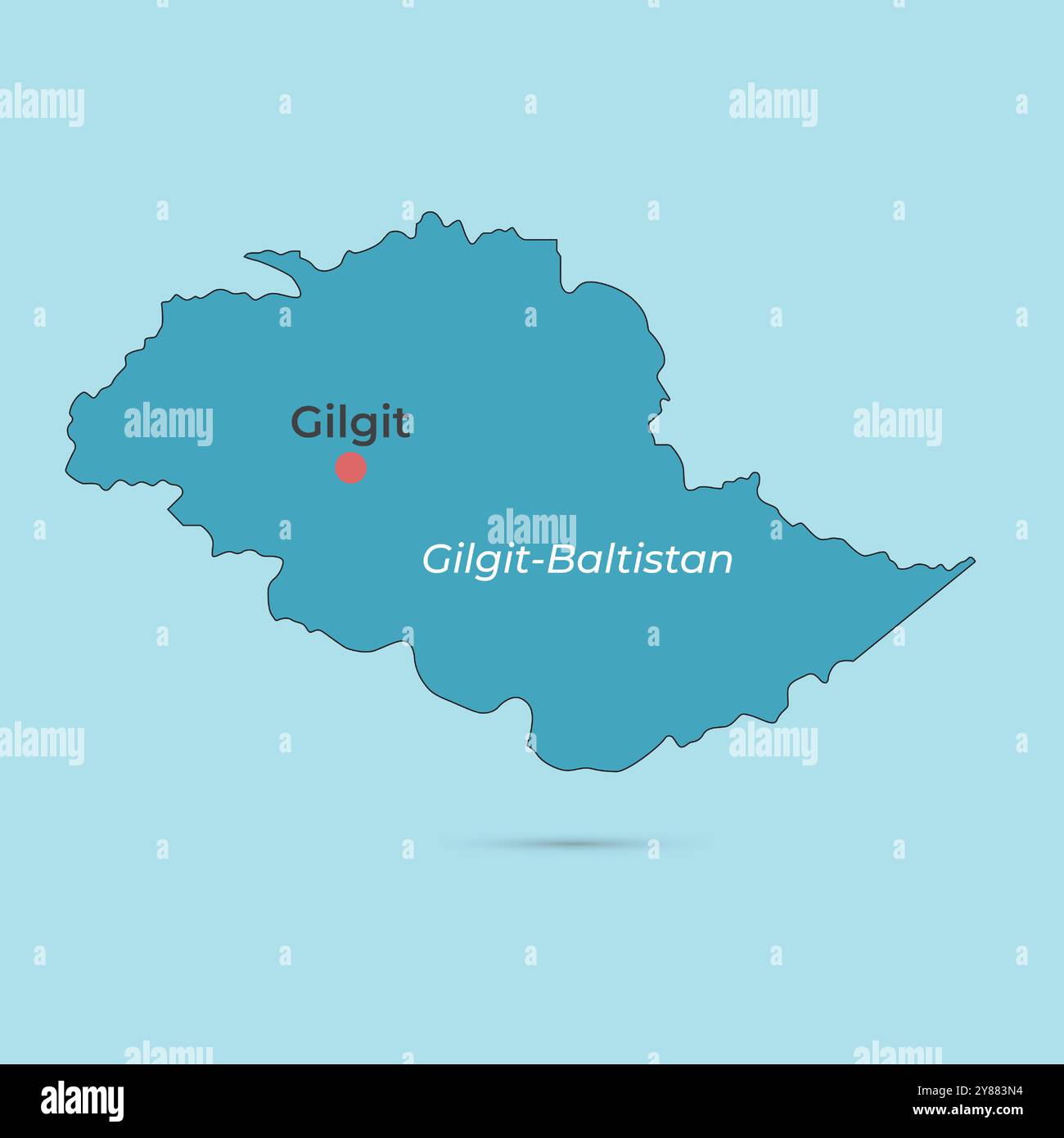 Pakistan Gilgit map with blue color with city name, Unique art color Stock Vector
