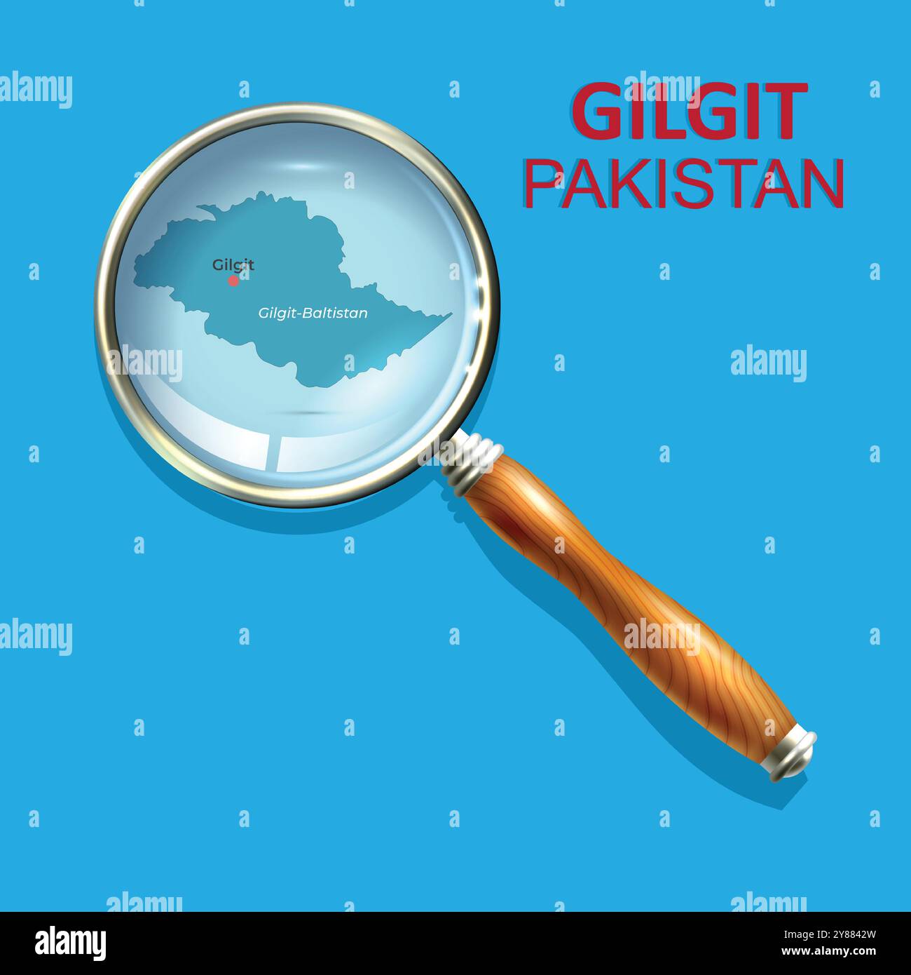 Gilgit Magnifier map of abstract topographic background. Pakistan Province, Vector map. Stock Vector