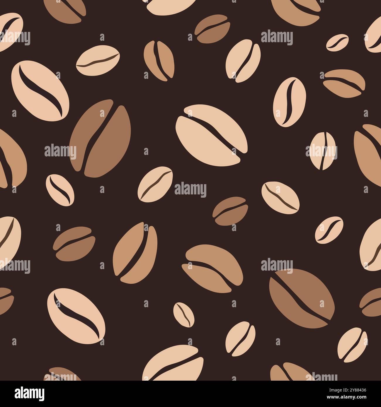 Coffee pattern. Coffee beans on brown background. Endless pattern with coffee Stock Vector