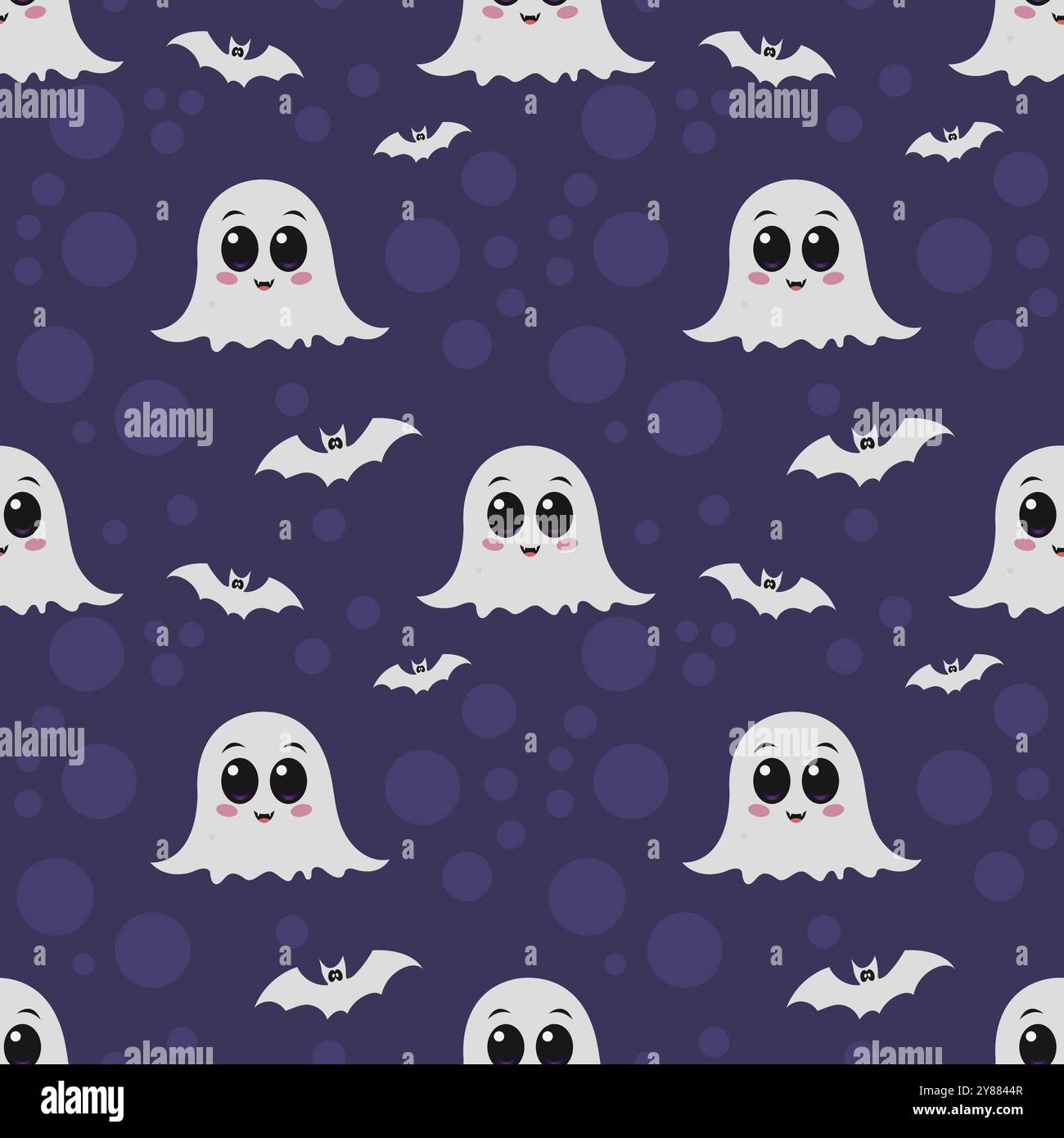 Seamless pattern with ghosts and bats – halloween vector design Stock Vector