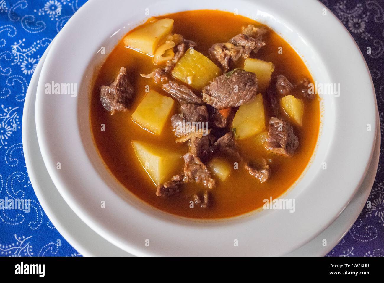 Hungarian goulash dish in a restaurant Stock Photo