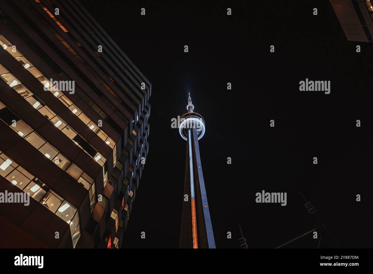 CN Tower at night from below in Toronto, Ontario Stock Photo - Alamy