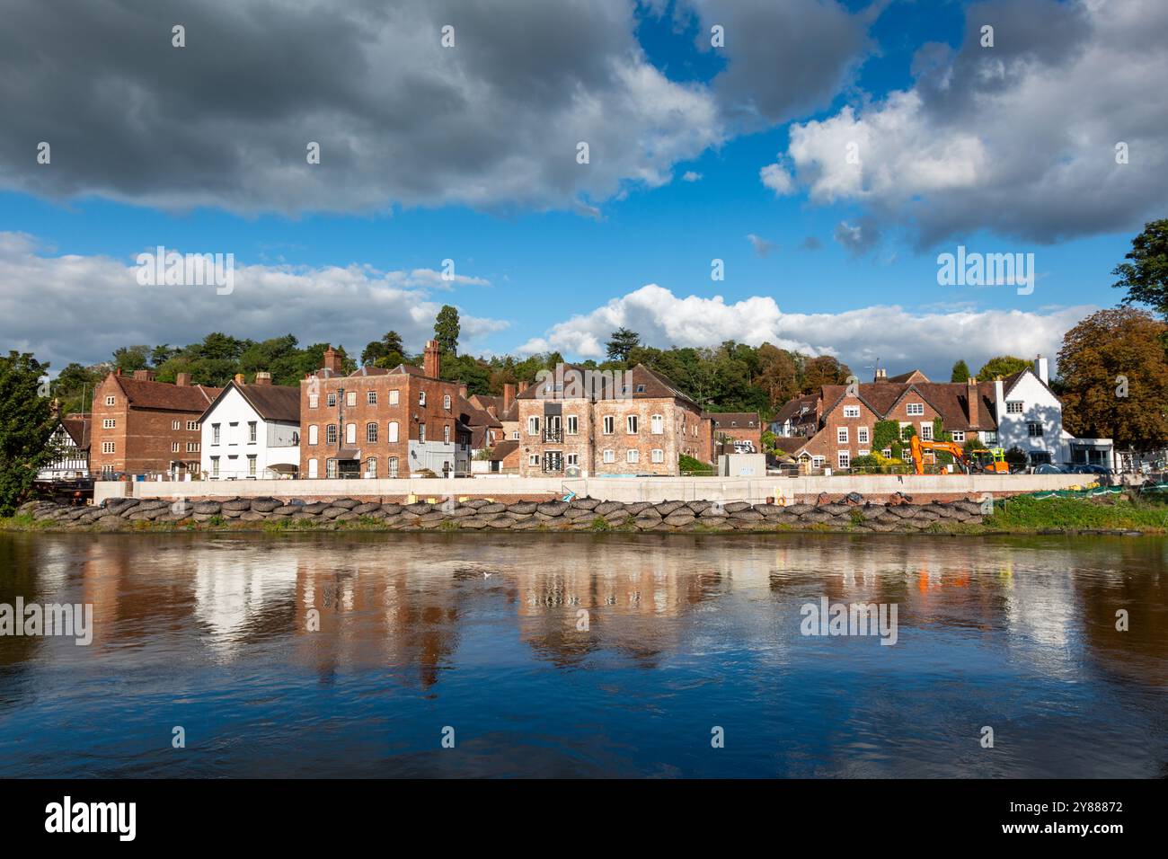 Flood defences on the River Severn at Bewdley, Worcs, UK, 2024 Stock Photo